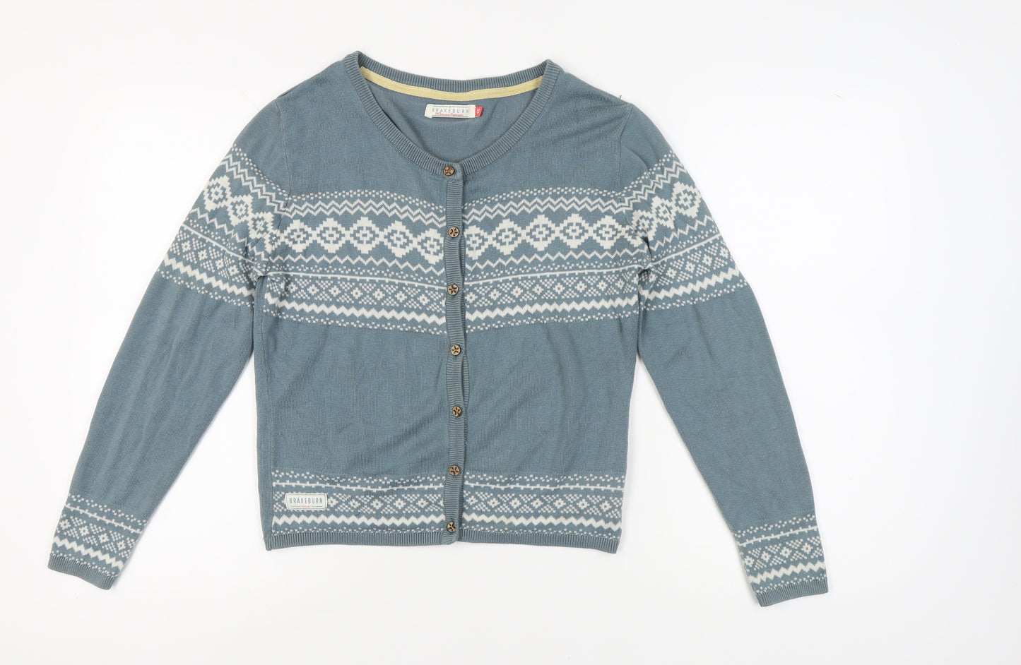 Brakeburn Women's Blue Fair Isle Cardigan Size 16