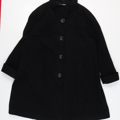 John Lewis Women's Black Wool Cashmere Coat Size 18