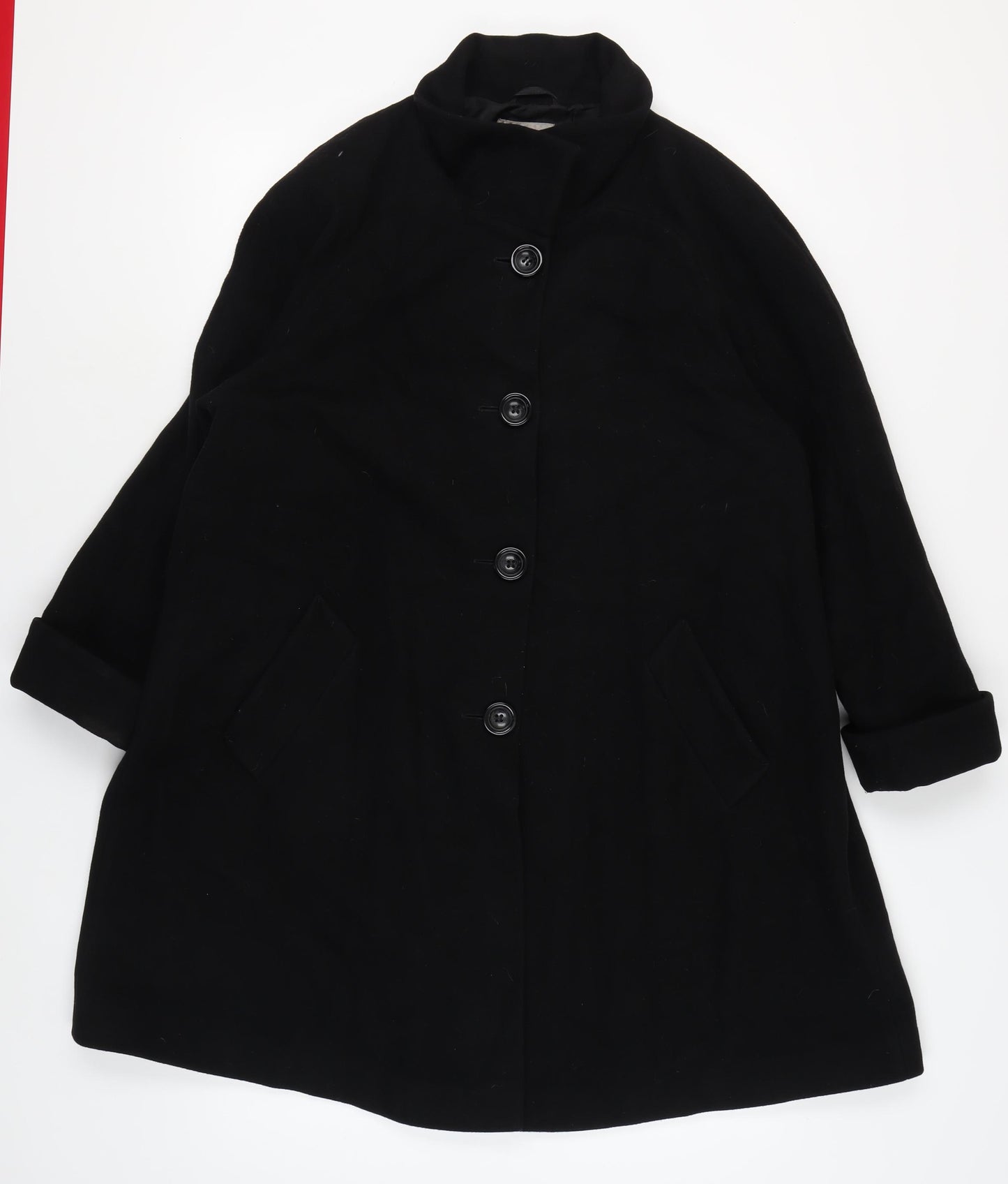 John Lewis Women's Black Wool Cashmere Coat Size 18