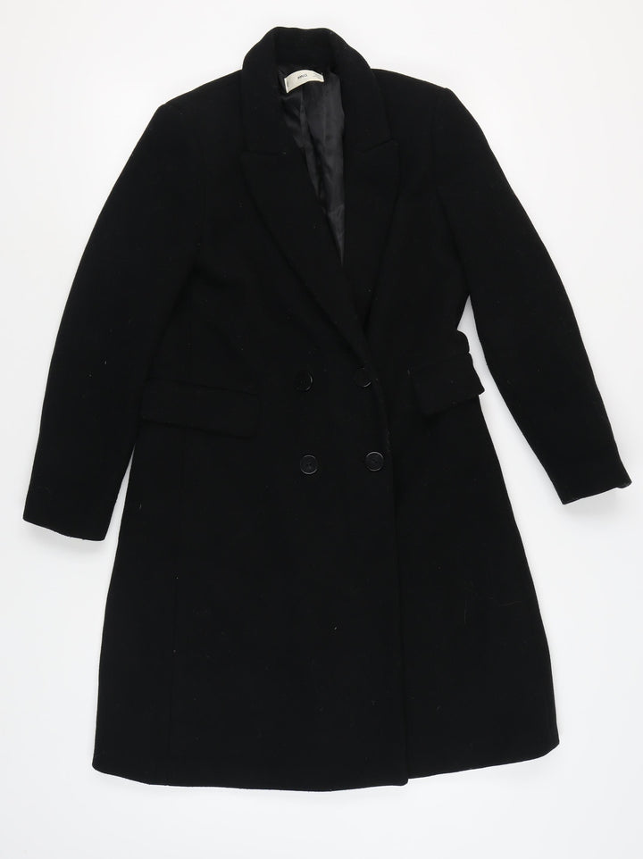 MNG Women's Black Wool Overcoat Size M