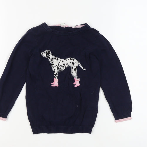 Joules Girls Blue Dalmatian Jumper - Age 6 Years, 100% Cotton