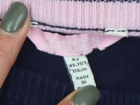 Joules Girls Blue Dalmatian Jumper - Age 6 Years, 100% Cotton