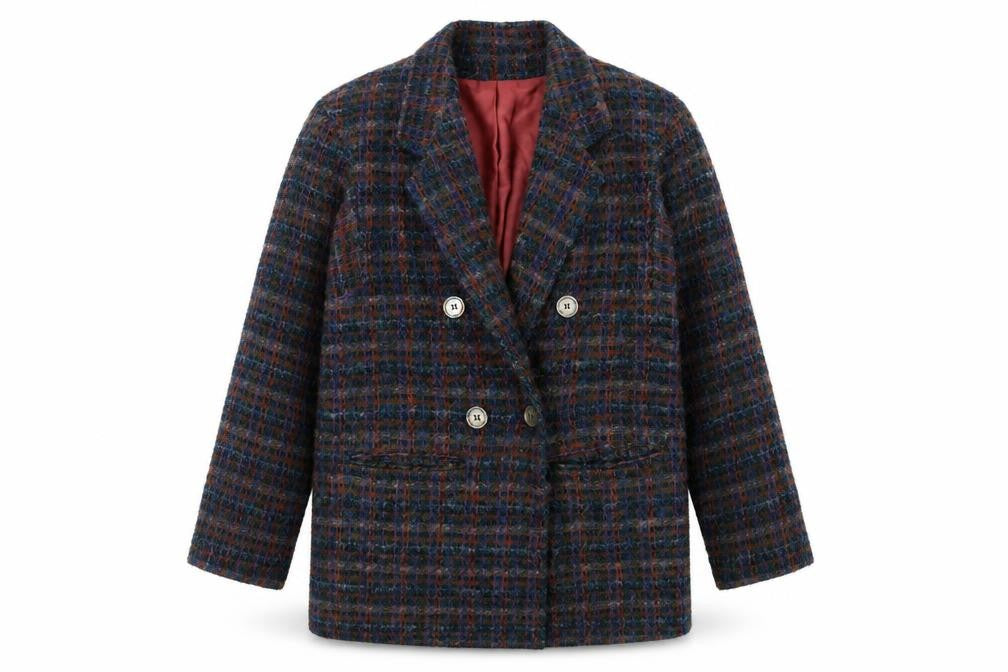 Front view of Louben Women's Multicoloured Wool Blazer, size 5