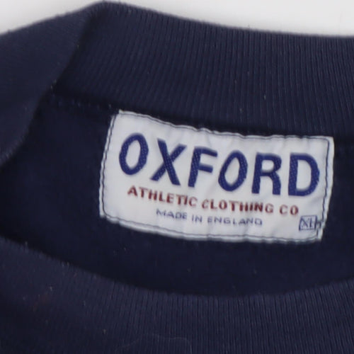 Oxford Men's Blue Pullover Sweatshirt, Logo, Medium