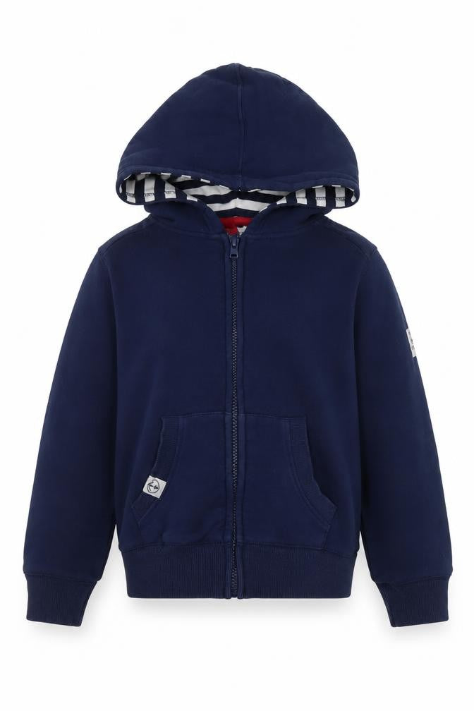 Lazy Jacks Boys Blue Hooded Full Zip Hoodie - Size 6-7