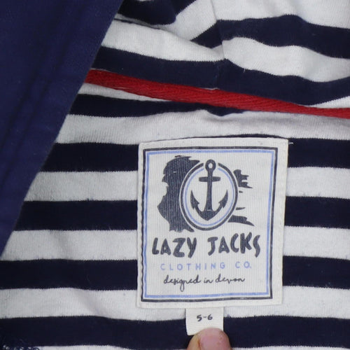 Lazy Jacks Boys Blue Hooded Full Zip Hoodie - Size 6-7
