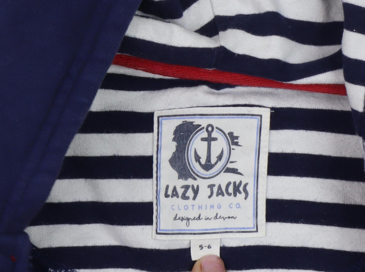 Lazy Jacks Boys Blue Hooded Full Zip Hoodie - Size 6-7