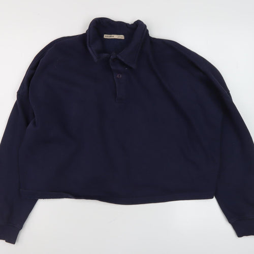 Pull & Bear Men's Blue Collared Sweatshirt M