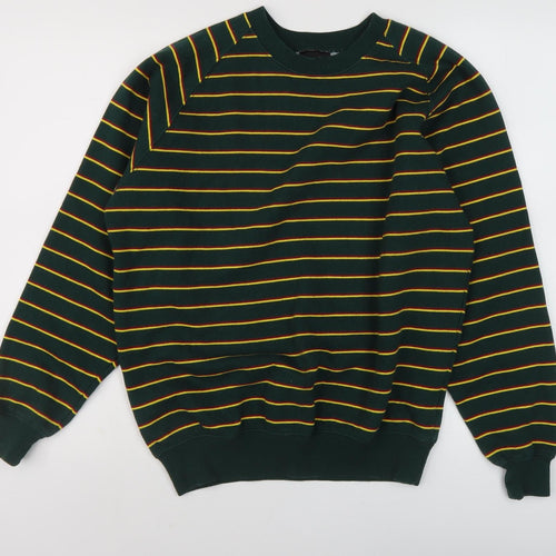 Pop Men's Green Striped Pullover Sweatshirt S
