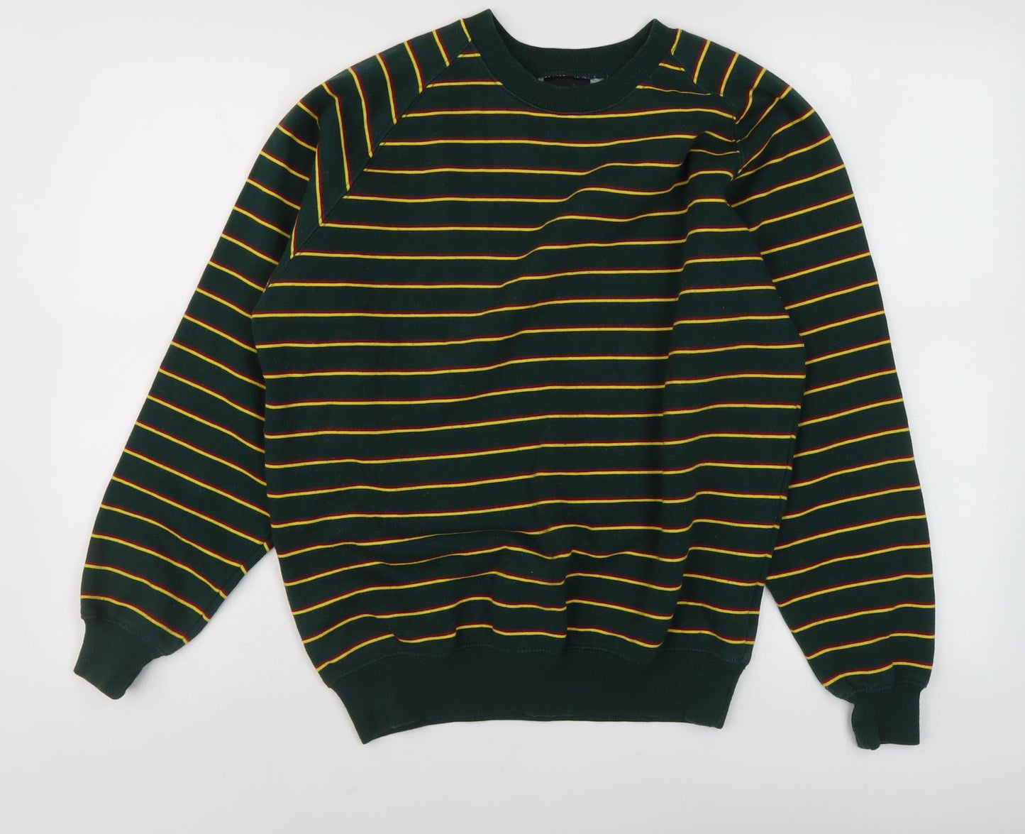 Pop Men's Green Striped Pullover Sweatshirt S
