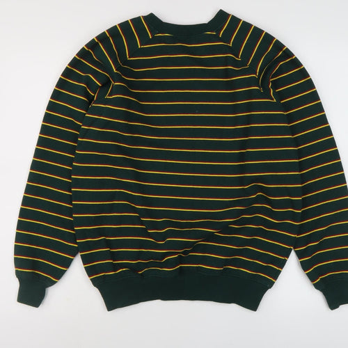 Pop Men's Green Striped Pullover Sweatshirt S