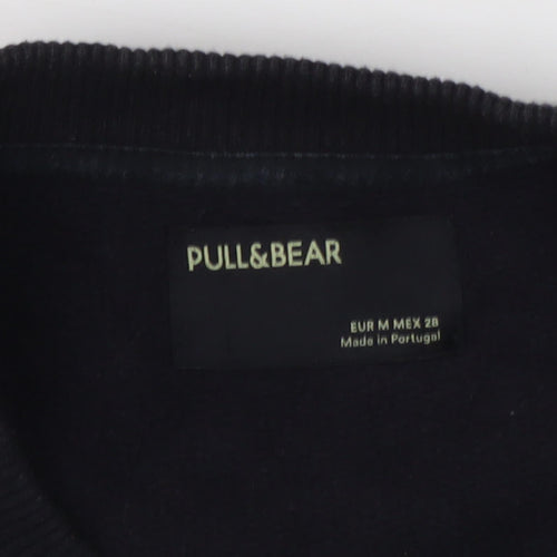 Pull&Bear Men's Black Medium Crew Neck Sweatshirt
