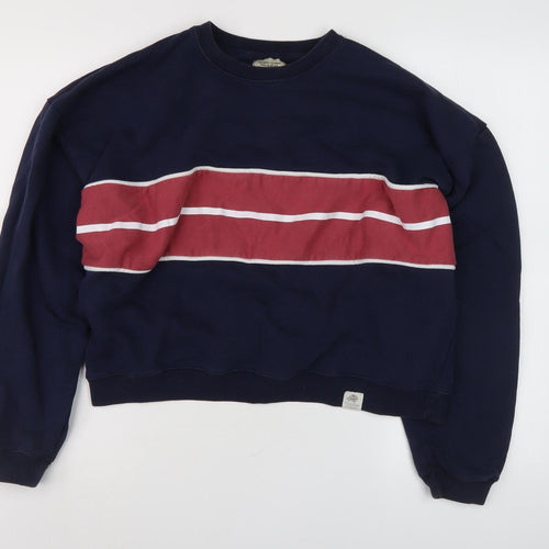 Pull & Bear Blue Graphic Pullover Sweatshirt - Size 12