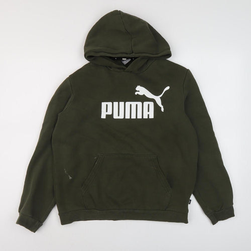 Puma Boys Green Hoodie, Size 16 Years, Pullover Style