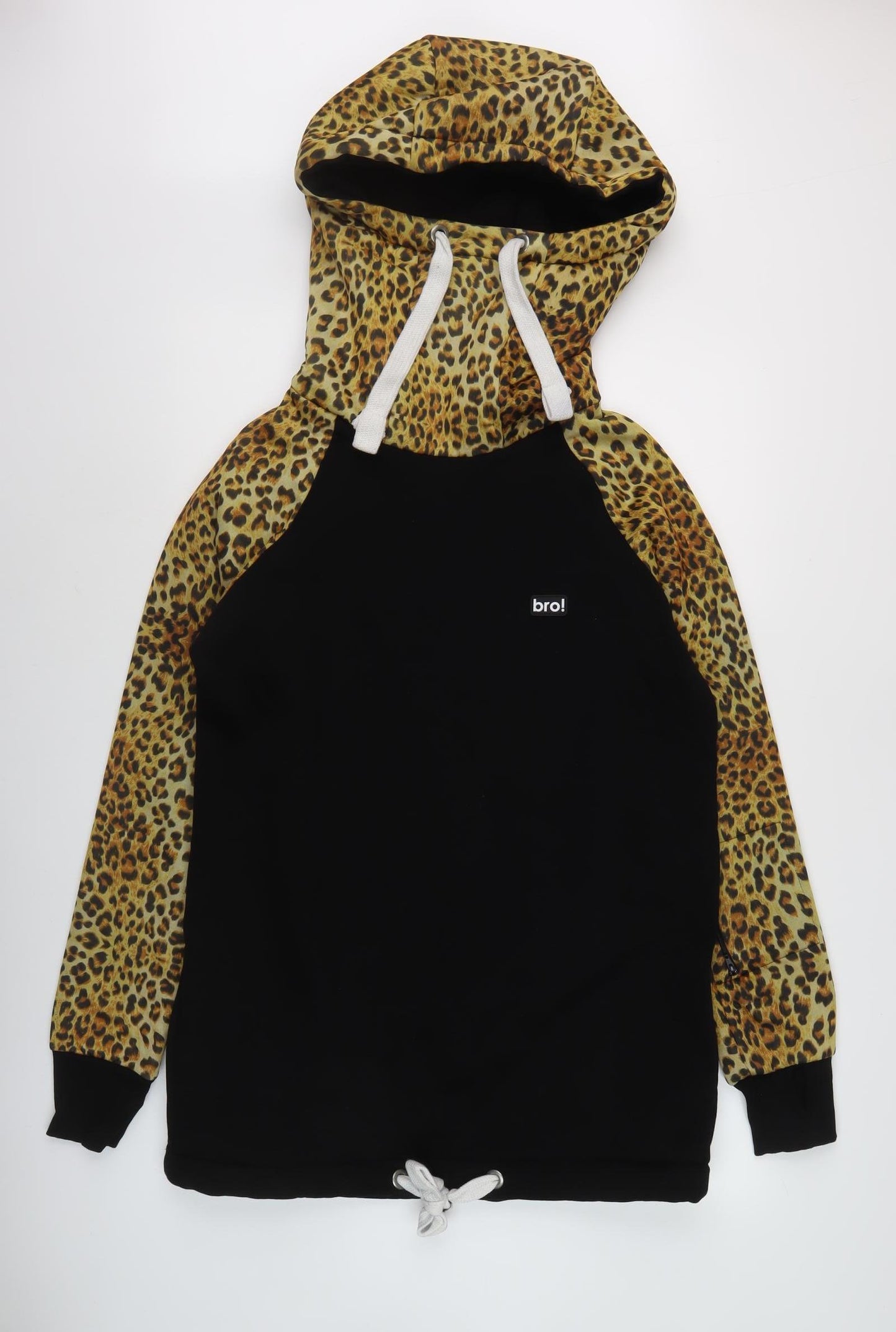 bro! Unisex Black Leopard Print M Hoodie