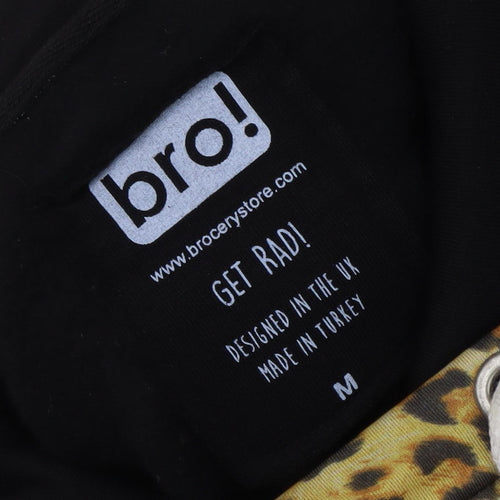 bro! Unisex Black Leopard Print M Hoodie