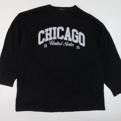 Boohoo Men's XL Black Chicago Graphic Sweatshirt