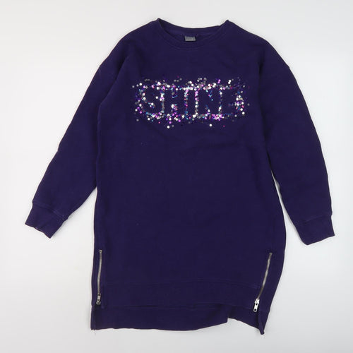 Next Girls Purple Sequin Sweatshirt, 13 Years, Shine Print