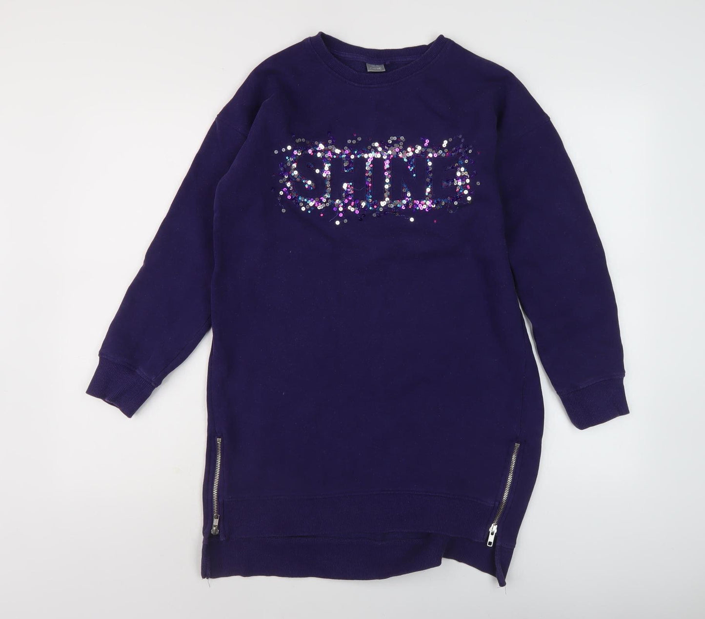 Next Girls Purple Sequin Sweatshirt, 13 Years, Shine Print