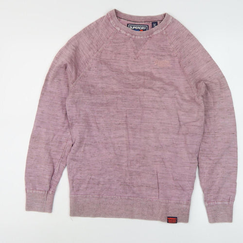 Superdry Unisex Pink Crew Neck Pullover Sweatshirt S