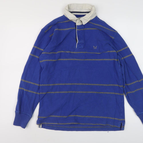 Crew Clothing Men's Blue Striped Polo Shirt - Small