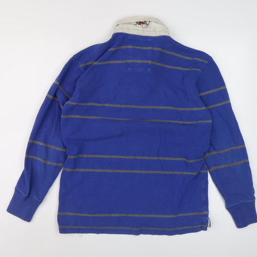 Crew Clothing Men's Blue Striped Polo Shirt - Small