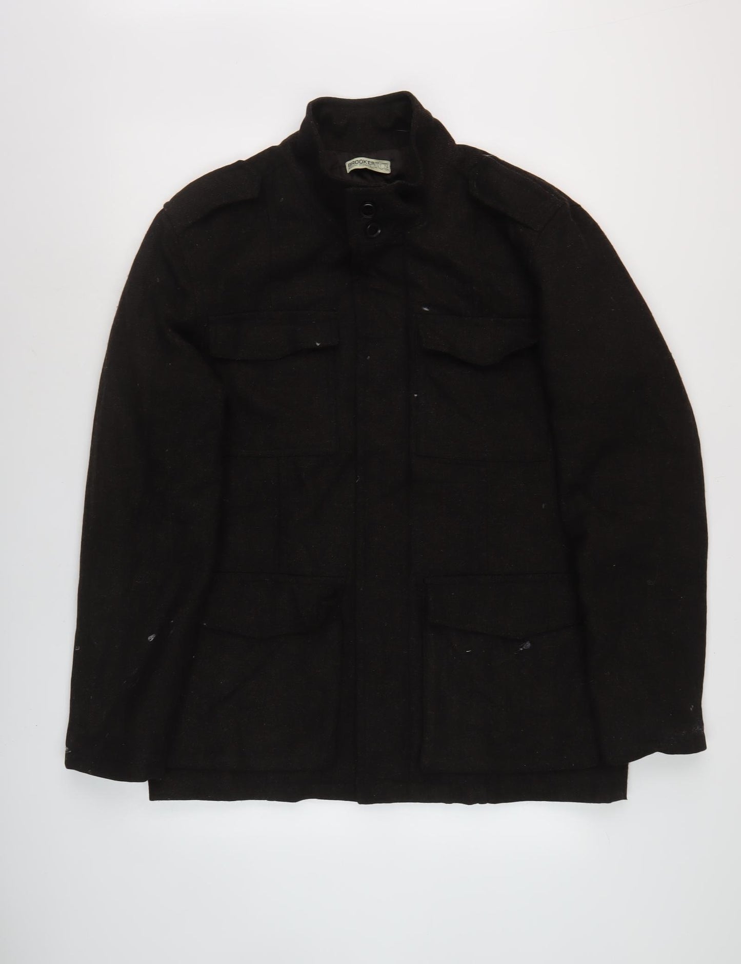 Brooker Men's Black Wool Military Jacket M