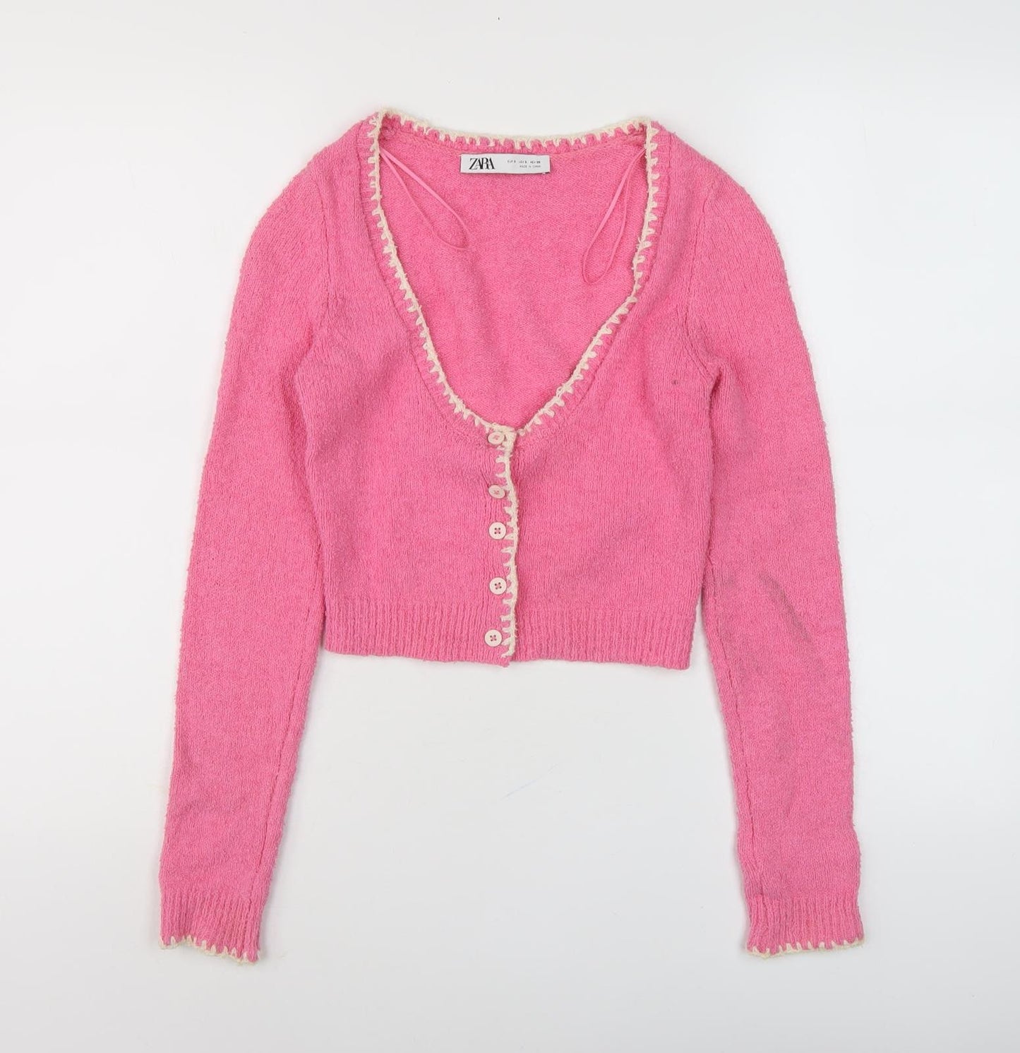 Zara Women's Pink Cardigan, Size S, V-Neck Knit