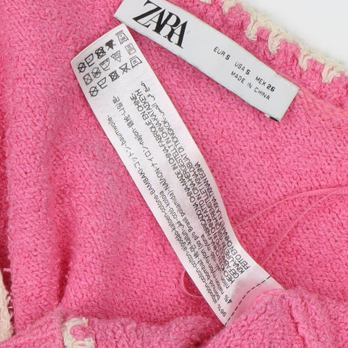 Zara Women's Pink Cardigan, Size S, V-Neck Knit