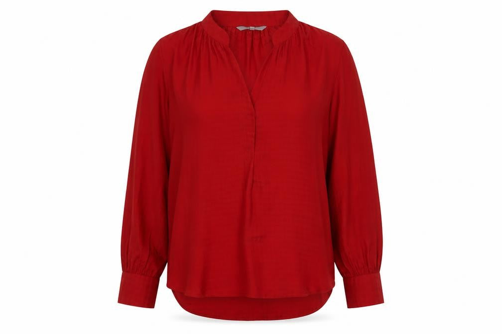 Front view of Next Women's Red 12 Blouse, Long Sleeve, Polyester