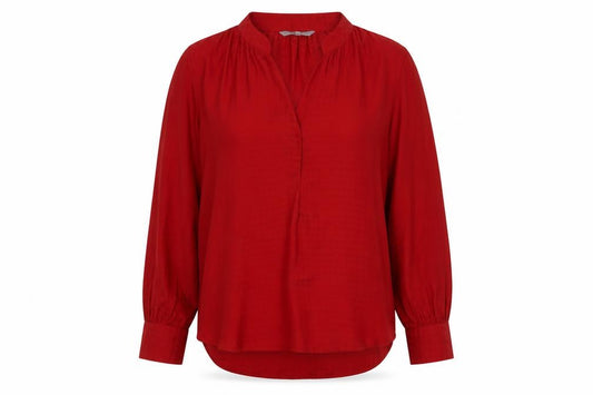 Front view of Next Women's Red 12 Blouse, Long Sleeve, Polyester
