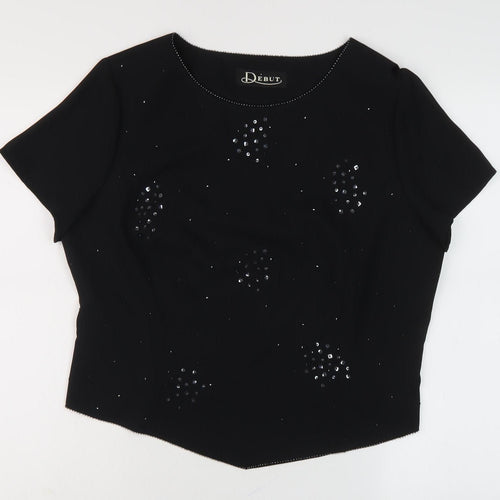 Début Women's Black Beaded Top Size 16
