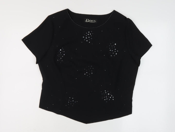 Début Women's Black Beaded Top Size 16