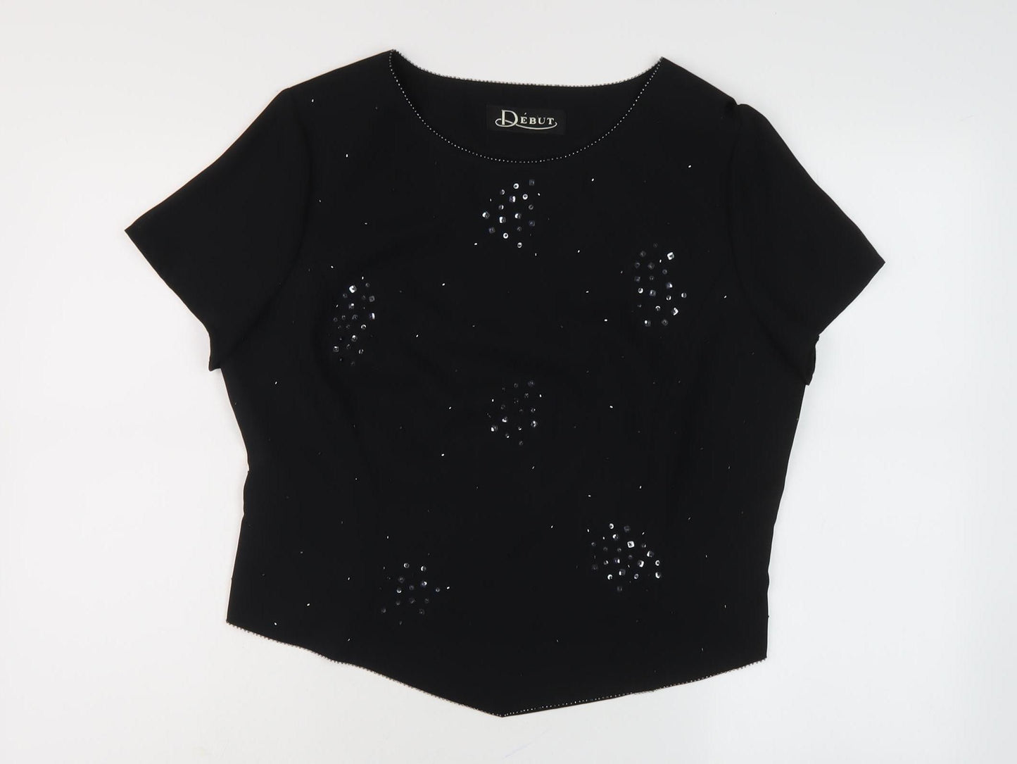 Début Women's Black Beaded Top Size 16
