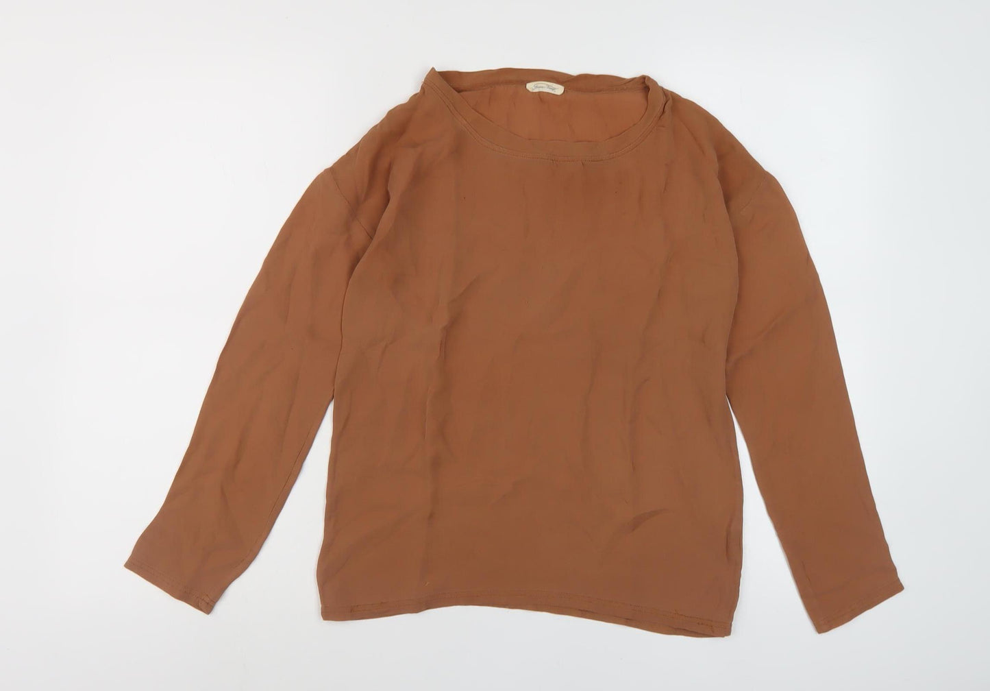 J.Crew Women's Brown Silk Blouse, Size S, Long Sleeve