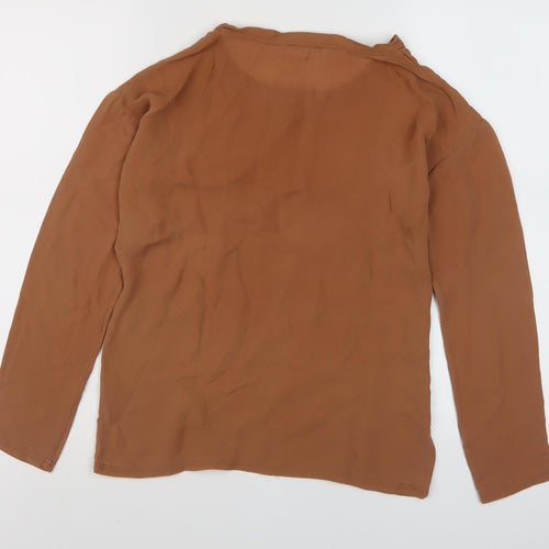 J.Crew Women's Brown Silk Blouse, Size S, Long Sleeve