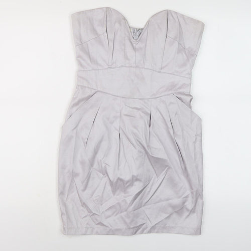 Lipsy Women's Grey Strapless Party Dress Size 10