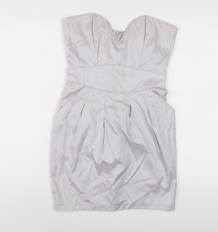 Lipsy Women's Grey Strapless Party Dress Size 10