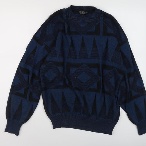 Generra Collection Men's Blue Geometric Pullover L