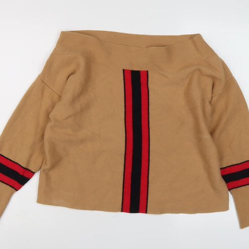 River Island Women's Beige Stripe Pullover Jumper, Size 14