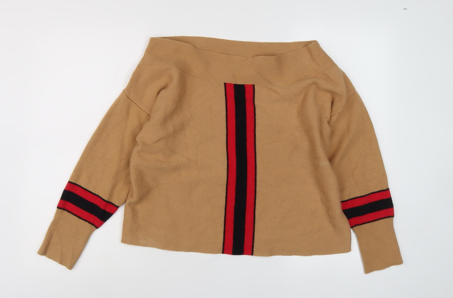 River Island Women's Beige Stripe Pullover Jumper, Size 14