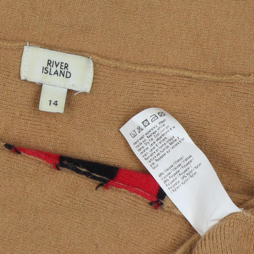 River Island Women's Beige Stripe Pullover Jumper, Size 14