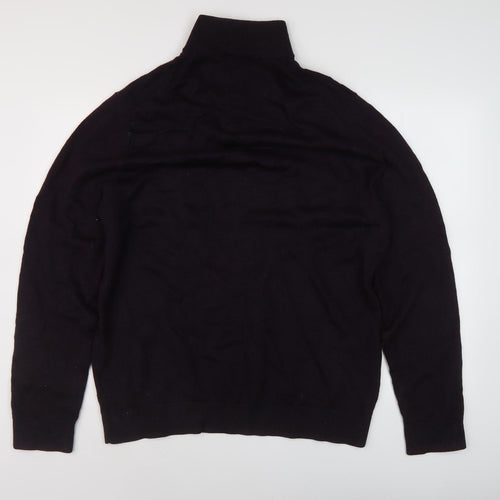 White Stuff Men's 2XL Black Wool Full Zip Jumper