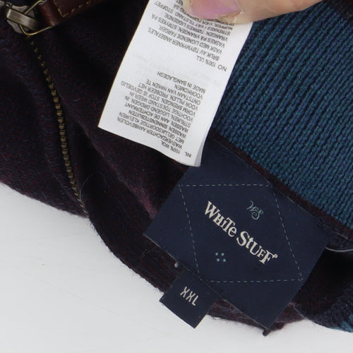 White Stuff Men's 2XL Black Wool Full Zip Jumper