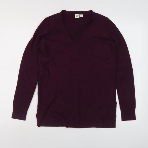 Gap Women's Purple V-Neck Pullover Jumper XS