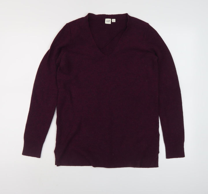Gap Women's Purple V-Neck Pullover Jumper XS