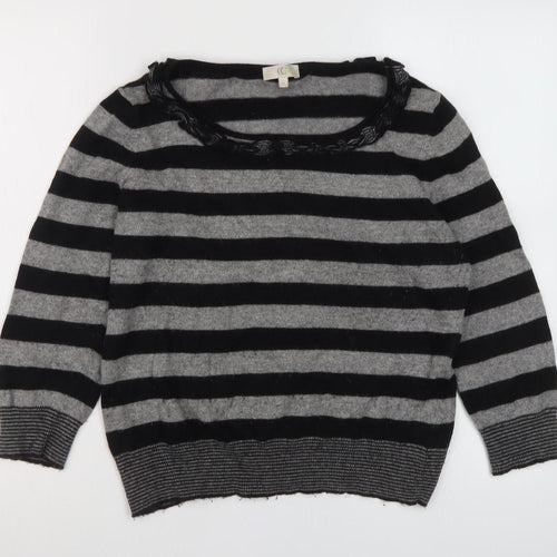 CC Women's Striped Pullover Jumper Black M