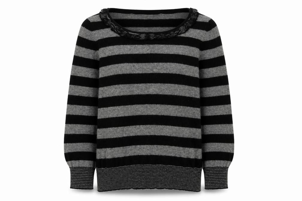 Front view of Country Casuals Women's Striped jumper Black M