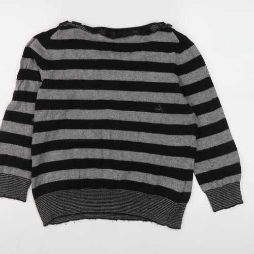 CC Women's Striped Pullover Jumper Black M