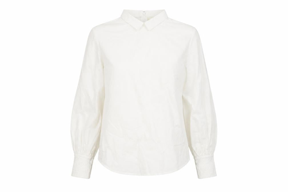 Front view of RESERVED Women's White Collared Blouse, size 8